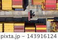 Aerial view cargo containers terminal shipping yard, Transportation logistics of international container cargo shipping, Global business logistic transportation container cargo international. 143916124