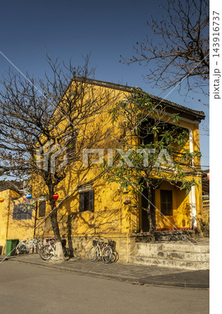 french indochina colonial architecture buildings in old town of hoi an vietnam 143916737