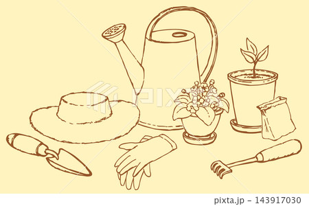 Vector sketches garden utensils 143917030