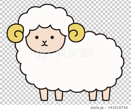 かわいい羊のベクターイラスト。干支、十二支、未、ゆるい、アイコン、ひつじ、未年、年賀状 かわいい羊のベクターイラスト。干支、十二支、未、ゆるい、アイコン、ひつじ、未年、年賀状 143918748