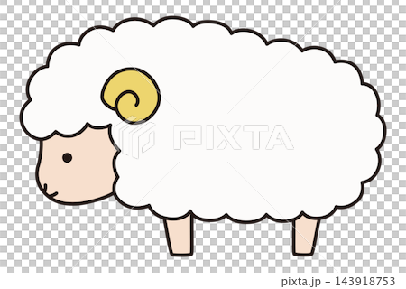 かわいい羊のベクターイラスト。干支、十二支、未、ゆるい、アイコン、ひつじ、未年、年賀状 かわいい羊のベクターイラスト。干支、十二支、未、ゆるい、アイコン、ひつじ、未年、年賀状 143918753