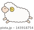 かわいい羊のベクターイラスト。干支、十二支、未、ゆるい、アイコン、ひつじ、未年、年賀状 143918754