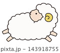 かわいい羊のベクターイラスト。干支、十二支、未、ゆるい、アイコン、ひつじ、未年、年賀状 143918755