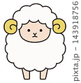 かわいい羊のベクターイラスト。干支、十二支、未、ゆるい、アイコン、ひつじ、未年、年賀状 143918756
