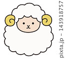 かわいい羊のベクターイラスト。干支、十二支、未、ゆるい、アイコン、ひつじ、未年、年賀状 143918757