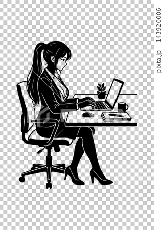 Illustration of a Woman Working in an Office Artwork Design Template for Posters and Wall Art 143920006