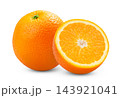 Fresh oranges isolated. Navel juicy orange and cut in half of orange fruit isolate on white background. 143921041