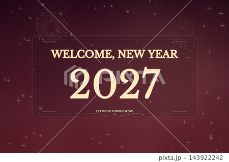 Welcome New Year 2027 Burgundy Gold Background 143922242