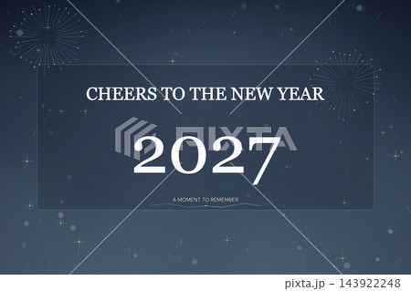 Cheers to the New Year 2027 Slate Blue Background 143922248