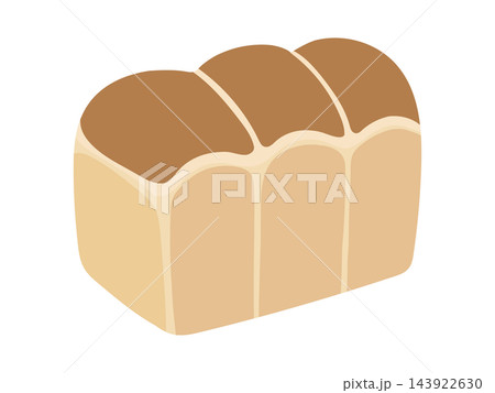 ふっくらと焼き上がった山型の一斤の食パンのイラスト素材 143922630