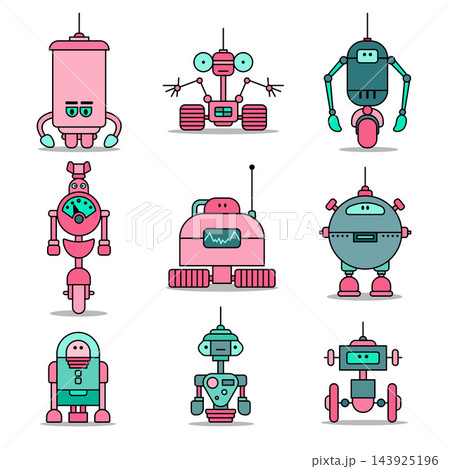 Robot Cartoon Character Illustration Collection 143925196