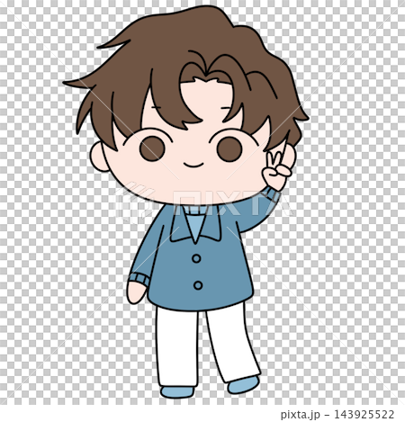 Cute boy waves with a friendly smile 143925522
