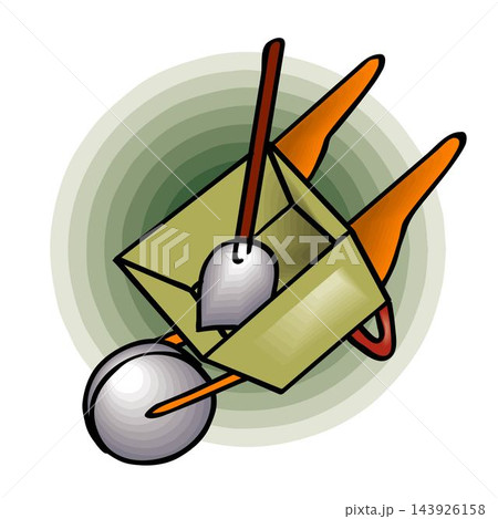vector illustration of a shovel and wheelbarrow cart for gardening in cartoon style vector illustration of a shovel and wheelbarrow cart for gardening in cartoon style 143926158