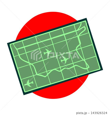 An abstract vector illustration shows an airport transportation control traffic control icons in cartoon style 143926324
