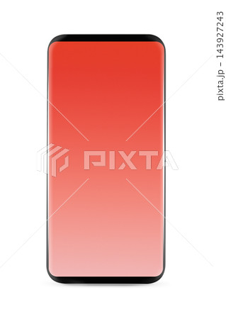 Smartphone Mockup with Red Gradient Screen on White Background 143927243
