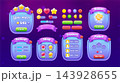 Game UI Kit with Popup Windows Buttons Icons and Menus for Mobile App Including Settings Leaderboard Win Shop and Bonus 143928655