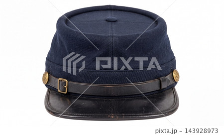Historical US Civil War Era Union Army Blue Cavalry Kepi Cap Isolated on White Historical US Civil War Era Union Army Blue Cavalry Kepi Cap Isolated on White 143928973