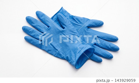 Pair of Blue Disposable Nitrile Gloves Isolated on White Background Pair of Blue Disposable Nitrile Gloves Isolated on White Background 143929059