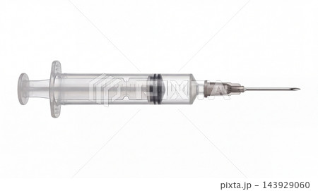 Medical Hypodermic Syringe with Needle Isolated on White Background 143929060