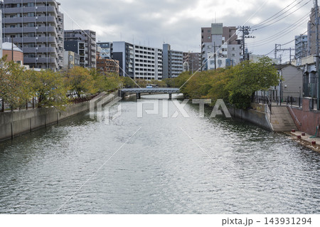 横浜を流れる大岡川の風景 143931294