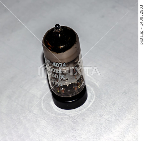 Close Angled Detail of Vintage Vacuum Tube Body 143932903