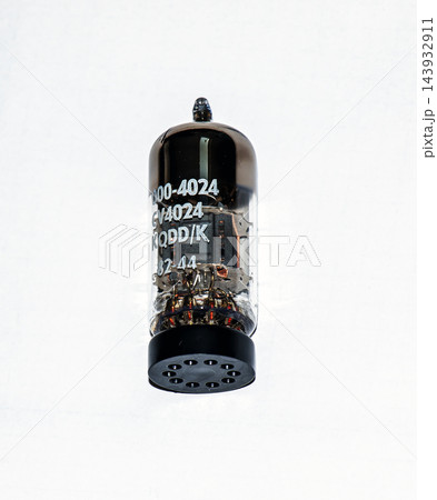 Single Black Vintage Electronic Vacuum Tube on Light Background Single Black Vintage Electronic Vacuum Tube on Light Background 143932911