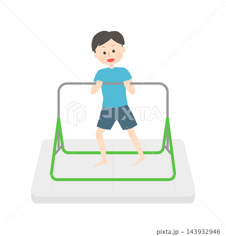 室内用鉄棒をする男の子 143932946