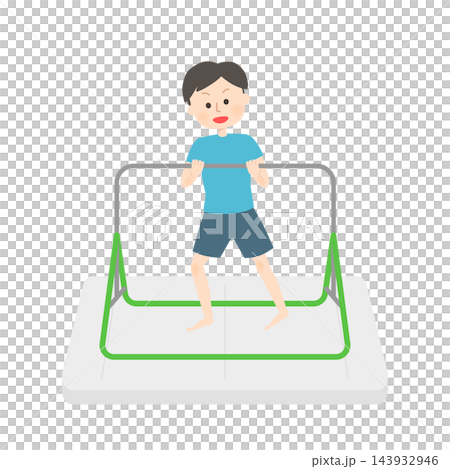 室内用鉄棒をする男の子 143932946
