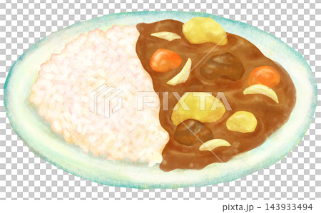 咖哩飯盛在盤子裡的插圖 咖哩飯盛在盤子裡的插圖 143933494