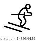 Adventurous flat skiing icon set for winter sports, travel, and outdoor activity design 143934489