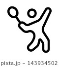 Energetic minimal man playing badminton icon set for sports, fitness, and activity design 143934502