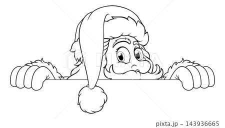 Santa Claus Father Christmas Cartoon Peeking Sign Santa Claus Father Christmas Cartoon Peeking Sign 143936665