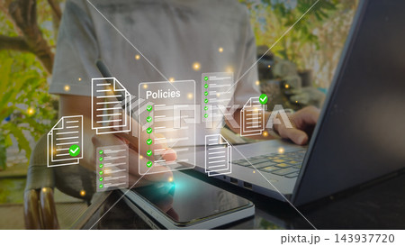 Business Policy Compliance and Document Management Concept with Digital Checklist 143937720