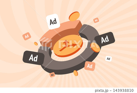 Advertising budget optimization for campaign spending, media allocation and return on ad spend. Marketing budgets, cost efficiency and performance analysis for online advertising, vector illustration 143938810
