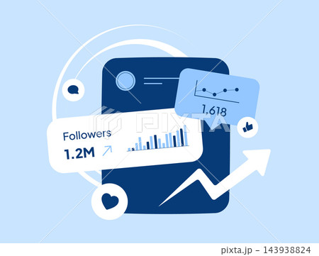 Influencer performance analytics for engagement, audience growth and campaign results. Influencer metrics, social media analytics and creator reporting for marketing performance, vector illustration Influencer performance analytics for engagement, audience growth and campaign results. Influencer metrics, social media analytics and creator reporting for marketing performance, vector illustration 143938824