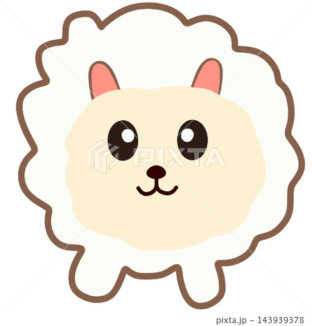 Cute white sheep head animal character fluffy lamb face element sticker print visual graphic clipart artwork design icon illustration 143939378