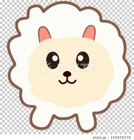 Cute white sheep head animal character fluffy lamb face element sticker print visual graphic clipart artwork design icon illustration 143939378