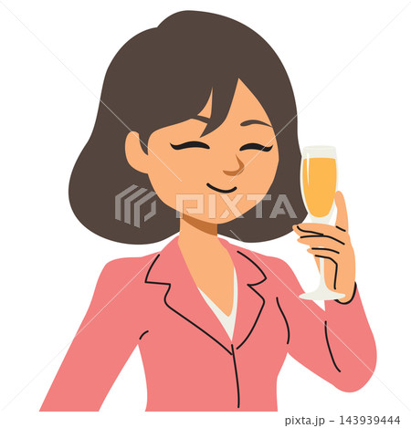 Businesswoman Toasting with Champagne Flute Professional Success Vector 143939444