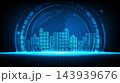 Futuristic digital smart city skyline background with global network, technology glowing blue lights 143939676