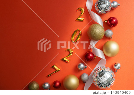 New Year 2027 decorations with vertical gold numerals 143940409