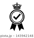 Black Crown Award Seal With Checkmark Icon Vector Symbol For Quality And Winner Black Crown Award Seal With Checkmark Icon Vector Symbol For Quality And Winner 143942148