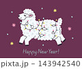 Cute christmas sheep with colorful lights and happy new year greeting card illustration 143942540