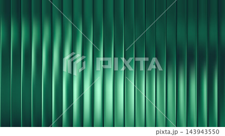 Ribbed glass texture background with green 3d line abstract effect. Blue gradient pattern of vertical frosted corrugated wallpaper. Wave light design for modern decorative surface. Ribbed glass texture background with green 3d line abstract effect. Blue gradient pattern of vertical frosted corrugated wallpaper. Wave light design for modern decorative surface. 143943550