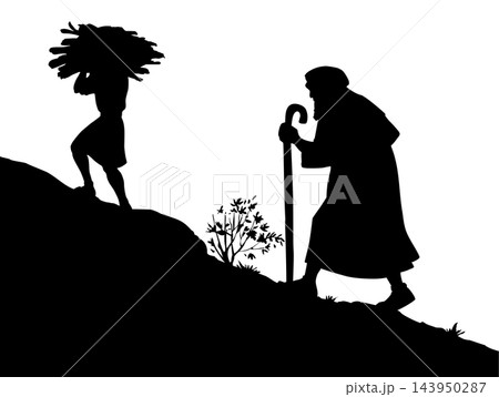 Vector drawing. Abraham and Isaac. Vector drawing. Abraham and Isaac. 143950287