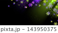 Merry Christmas and Happy New Year. Abstract green and purple snowflakes on a red background 143950375