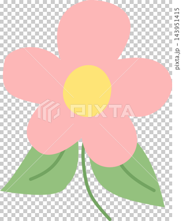 A soft pink floral decorative element with green leaves,perfect for spring designs,romantic themes,and botanical accents. 143951415