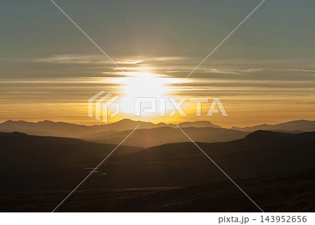 colorful sunset in mountains colorful sunset in mountains 143952656