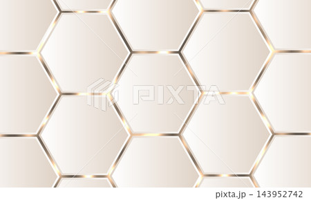 Luxury ivory hexagon background with elegant champagne gold metallic outlines Luxury ivory hexagon background with elegant champagne gold metallic outlines 143952742