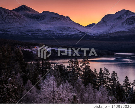 spring landscape with lake and mountains spring landscape with lake and mountains 143953026