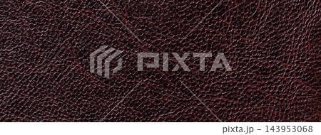 Dark brown leather texture background with embossed grain pattern. Macro surface structure fabric backdrop 143953068